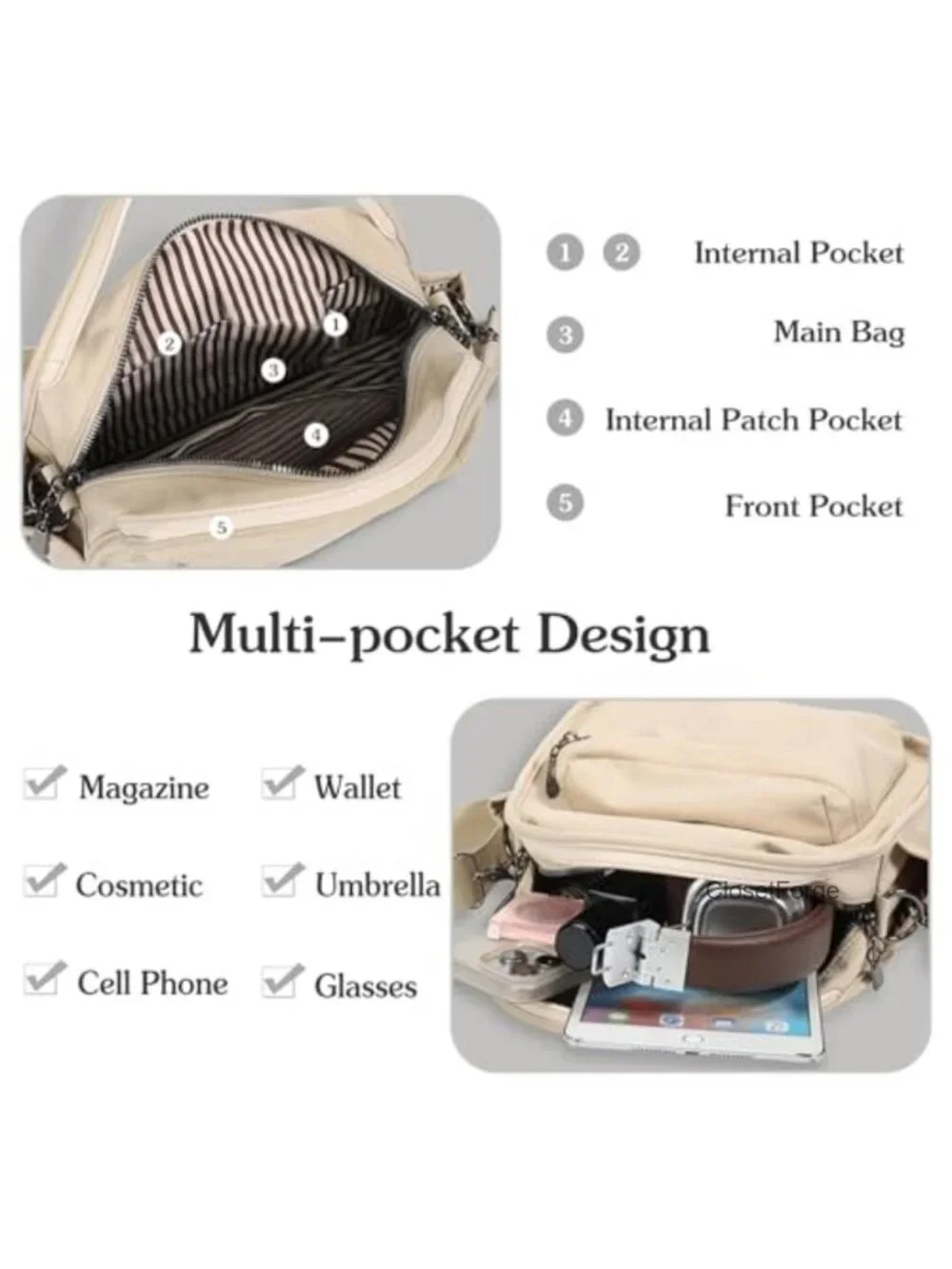 Oxford Handbag for Women Waterproof Shoulder Crossbody Bag Casual Lightweight